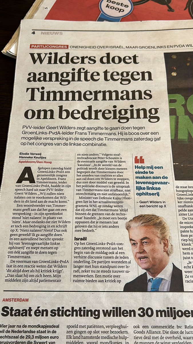 Er is geen journalist op deze redacties die gelooft dat Timmermans hier een geweldsoproep doet. Toch plaatsen. Wilders heeft de journalistiek in zijn macht als ze reflexmatig naar de grootste sensatie van de dag happen, relevant of niet, waar of niet.