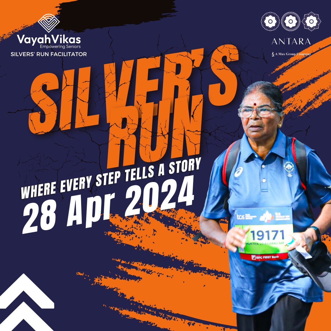 🗓️ Save the date: April 28, 2024! 🏃‍♂️ Get ready for an exhilarating experience at the TCS World 10K Silvers’ Run facilitated by Vayah Vikas. Let's unite for fitness, camaraderie, and joy, championing active aging.   #TCSWorld10K #SilversRun