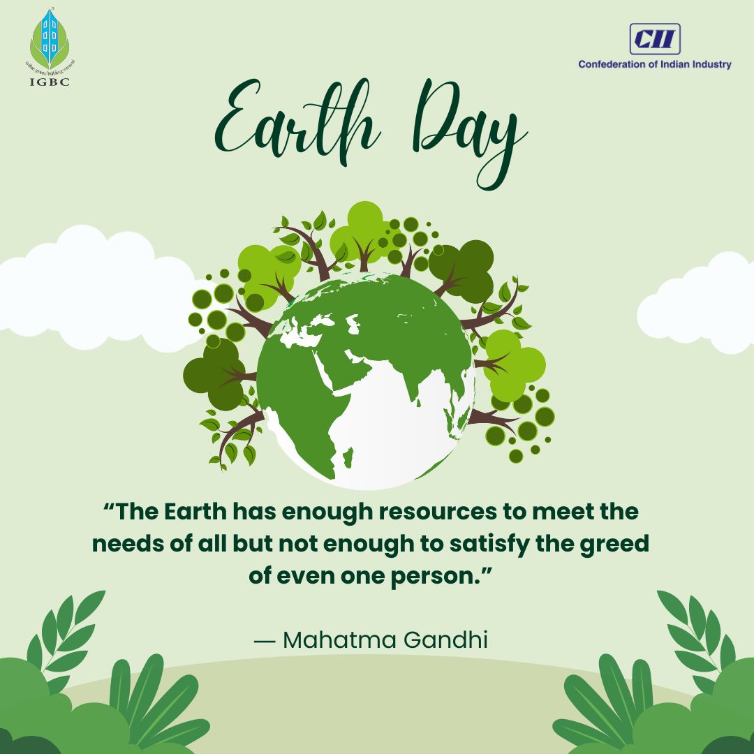 🌍🌱 On Earth Day, let's pledge to be stewards of our planet by conserving resources and embracing sustainable practices. Together, we can make a difference and ensure a cleaner and greener future for all. @FollowCII @WorldGBC #IGBC #CII #EarthDay #SustainableLiving #nature