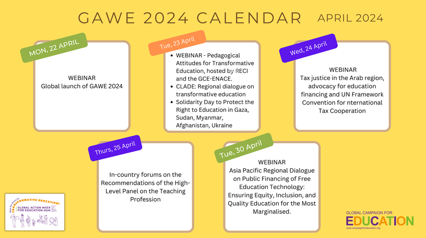 Let’s beat the drums for transformative education!
De Global Action Week is van start gegaan. Volg elke dag interessante webinars. Vandaag de aftap. Kijk op onze website voor de registratiepagina’s en doe mee! globalcampaignforeducation.nl/gawe-2024/

#GAWE2024
#SDG4