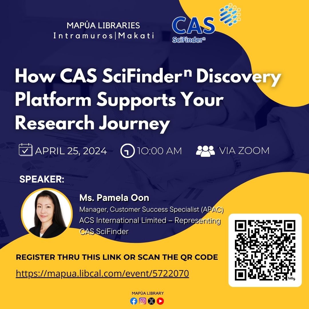 Join us for an exclusive online training session on 'How CAS SciFinderⁿ Discovery Platform Supports Your Research Journey' on April 25, 2024; at 10:00 AM via Zoom. Discover the latest features and functionalities that will streamline your workflow and unlock new possibilities.