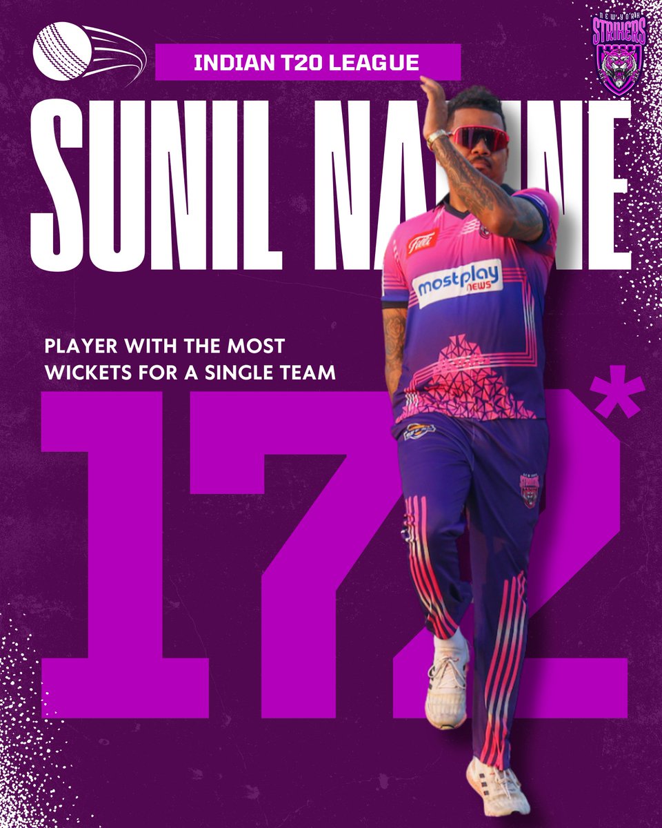 #SunilNarine takes the throne 💪 Surpasses legendary @malinga_ninety9 record 💜 #NYS #IPL #SunilNarine #KKR #Malinga #MI #T20
