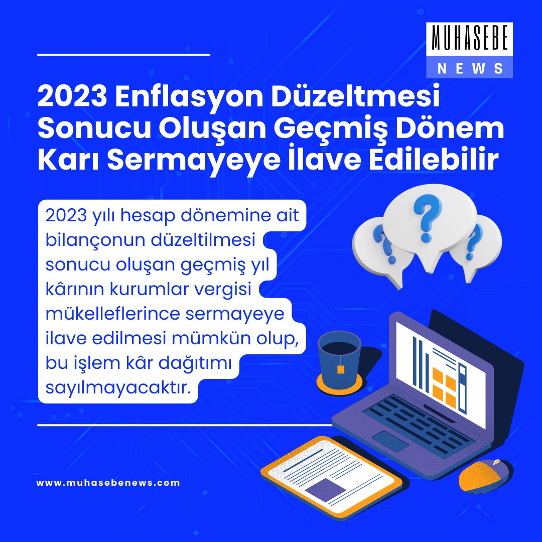 2023 Enflasyon Düzeltmesi Sonucu Oluşan Geçmiş Dönem Karı Sermayeye İlave Edilebilir

#enflasyon #enflasyondüzeltme #vergi #çalışmahayatı #çalışan #işçi #işveren #işkanunu  #muhasebe #muhasebeciler #muhasebeci #muhasebehaberleri  #muhasebenews