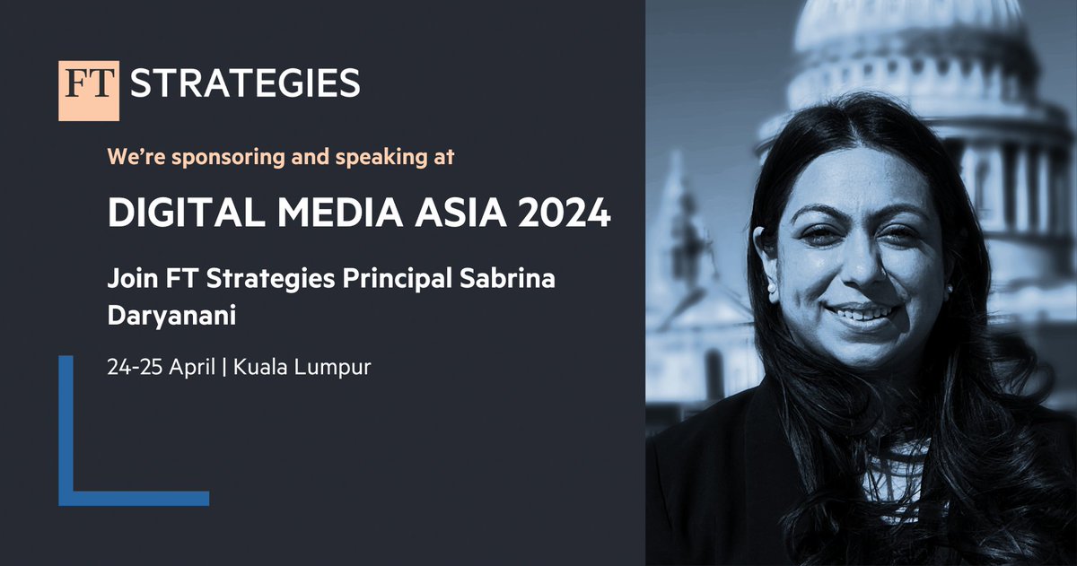 Join us for Digital Media Asia 2024, where FT Strategies Principal Sabrina Daryanani will lead a talk and panel discussion with leading publishers from APAC, in the region's foremost news media industry event. Find out more and register now👉eu1.hubs.ly/H08JhYq0