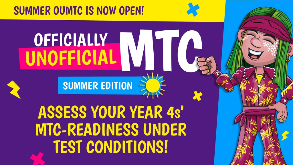 ☀️ The Summer OUMTC is now OPEN! ☀️ Join the thousands of schools taking part already in our MTC test simulator, running from today to the 10th of May! Head to the MTC Hub now to enrol and turn access on for your Year 4s!