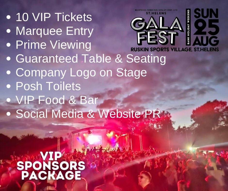Would you like to enjoy @sthelensgala festivities with a bit of class & style & promote ur company at the same time? We have extremely limited availability for Sponsorship of this great community event that involves VIP hospitality for 10 people! Please send us a DM for details