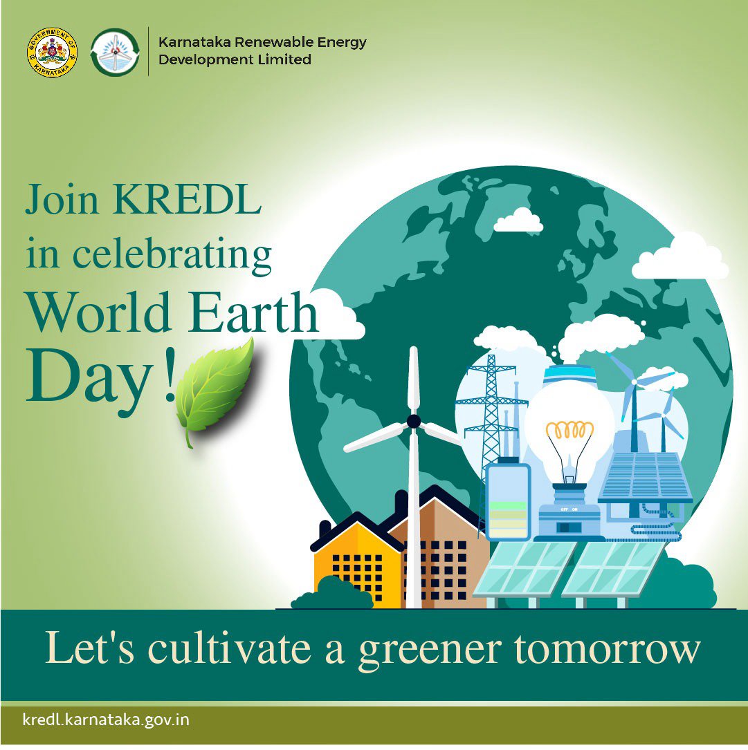 🌍 Happy Earth Day from KREDL! 🌱 Let's celebrate our planet and commit to preserving its beauty. 💚 Together, we can promote renewable energy and sustainable practices. #EarthDay #RenewableEnergy #Sustainability @mnreindia @beeindiadigital