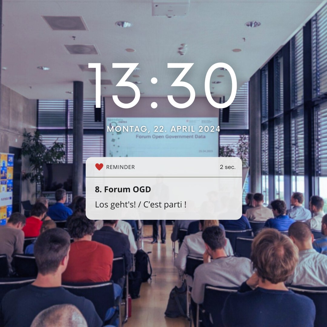 opendataswiss's tweet photo. 🚀 Der Countdown läuft: Heute findet das 8. #ForumOGD statt! Folgen Sie uns, um die Höhepunkte des Treffens live mitzuerleben! /🚀 Le compte à rebours vit ses dernières heures : le 8e Forum #OGD débute aujourd'hui! Suivez-nous pour vivre les temps forts de la rencontre en direct! https://t.co/WFQ246O2tM