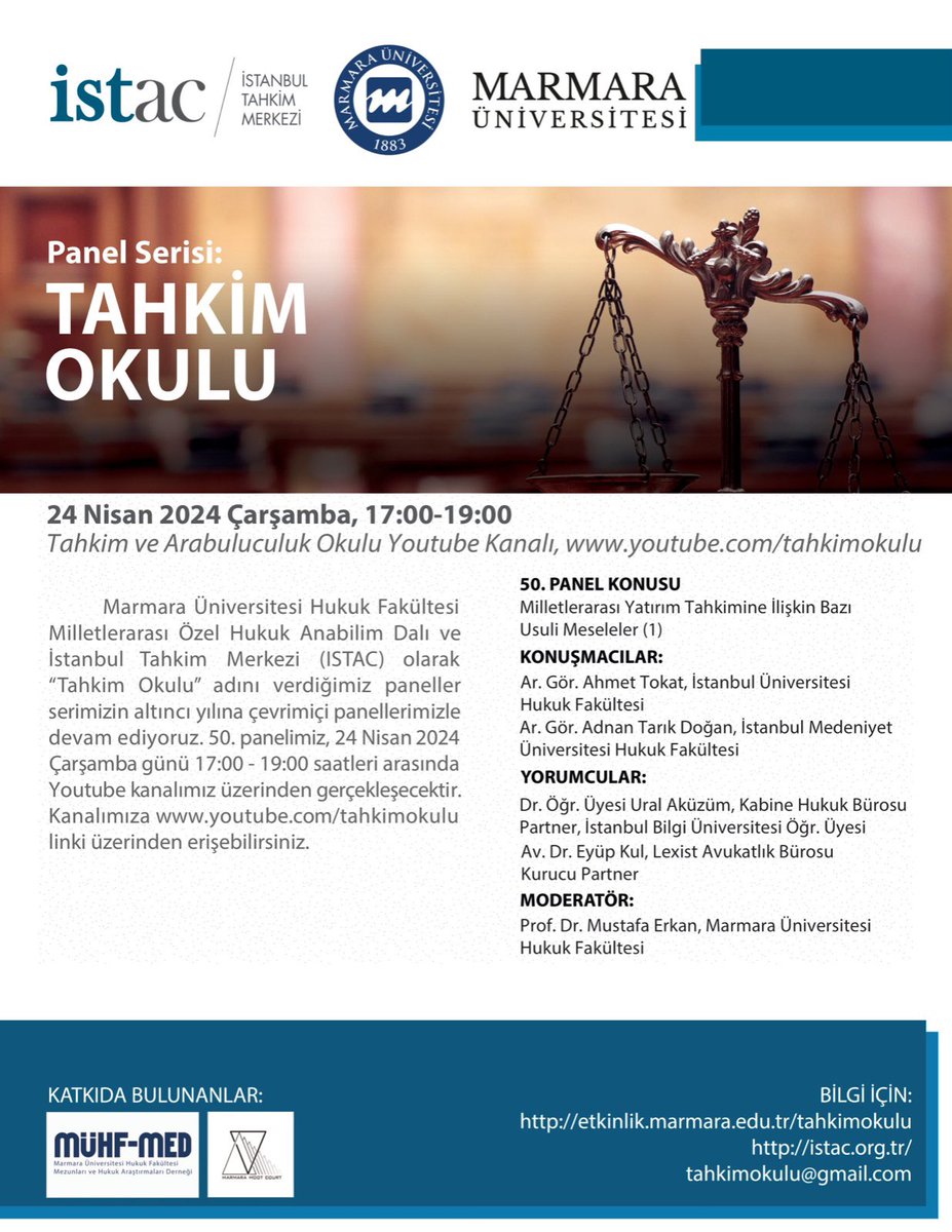 Tahkim Okulu’nun 50. Paneli ile karşınızdayız!
Bu ay Milletlerarası yatırım tahkiminde usuli meseleri konuşmaya başlayacağız.