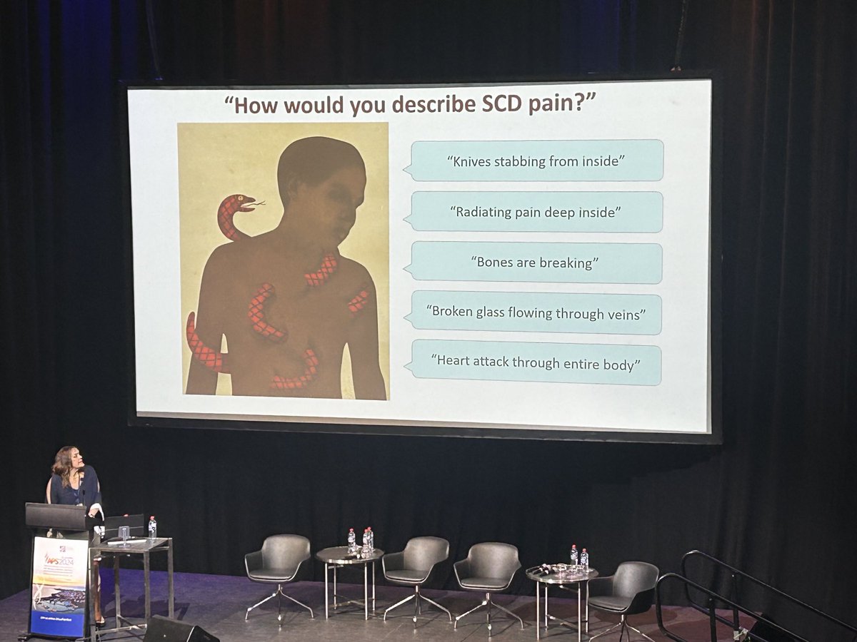 ⁦<a href="/AusPainSoc/">Australian Pain Soc</a>⁩ Lots of artwork by patients experiencing pain. ⁦<a href="/Dr_CherylStucky/">Cheryl Stucky</a>⁩ telling us about pain in sickle cell disease and Fabry disease - genetic diseases with associated severe pain experience. #APS2024