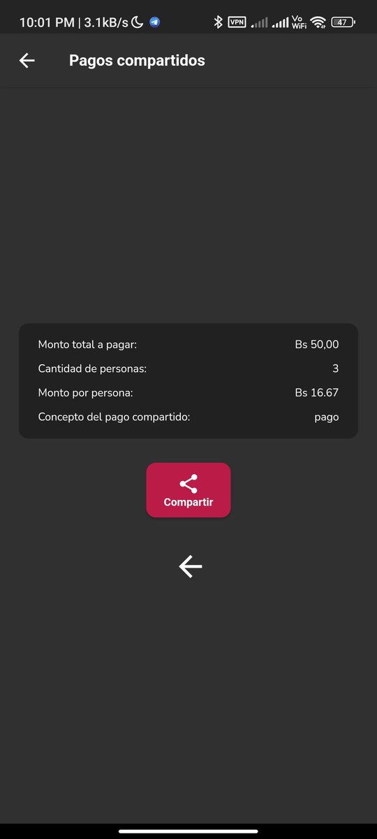 Fintechccs's tweet photo. ¡Interesante novedad! La nueva función de pago compartido de @BcodeVenezuela permite dividir el monto de una cuenta entre varias personas. Imagina: un grupo de 5 amigos paga en un comercio, generan un QR y cada uno paga su parte. ¡Una excelente manera de simplificar los pagos grupales! 👏📱💳