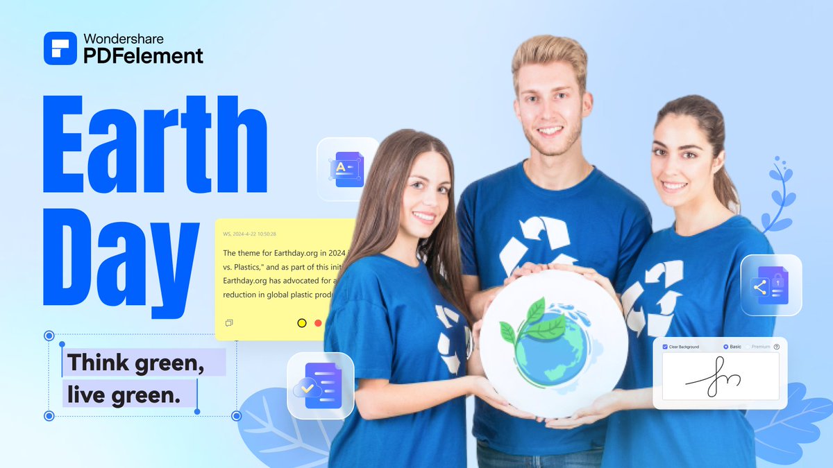 PDFelement's tweet image. Every day can be Earth Day.🌍 Opt for electronic files instead of paper, reducing the need for paper and plastic folders. Want to know more about going paperless? Explore more here: bit.ly/4d6Dcbw

#EarthDay2024 #GoPaperless #wondershare #PDFelement #EarthDay
