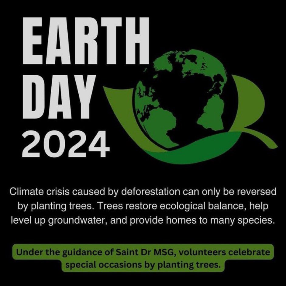 Earth is our mother and it’s our moral duty to protect the earth everyday . On #EarthDay we must take pledge to save our earth from pollution and other chemical things . As saint dr msg insan took the initiative of cleaning earth by doing safai abhiyan so we should also do this