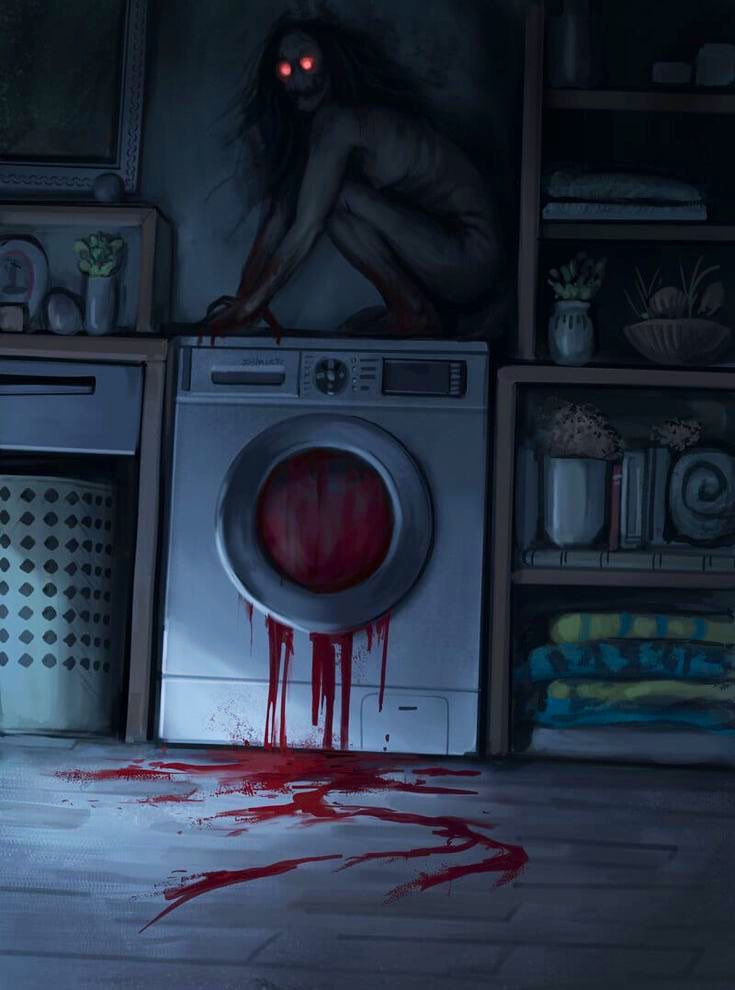 Must be laundry day. Art by @StefanKoidl 
#spookyscarysunday #HorrorCommunity #laundry