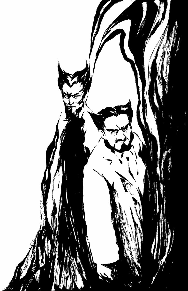 Cain and Able from House of Mystery and Sandman. Brush and ink.