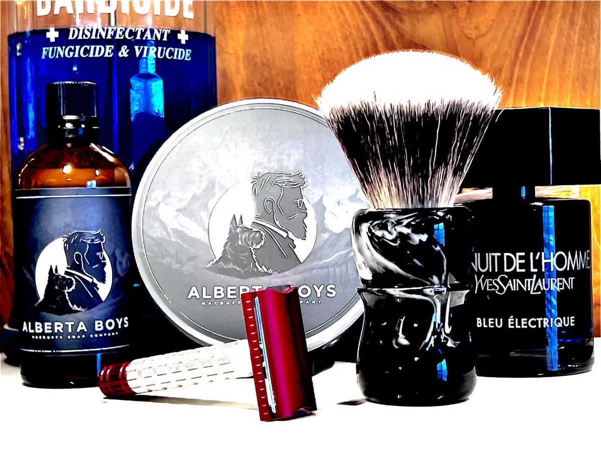 senate515's tweet photo. #SOTD 
Karve Canada
Perma-Sharp Super Blade
Alberta Boys Brush 
MacDuff’s Soap Company Alberta Boys
Yves Saint Laurent La Nuit De L’Homme Bleu Electrique https://t.co/hw31WZ8mXI