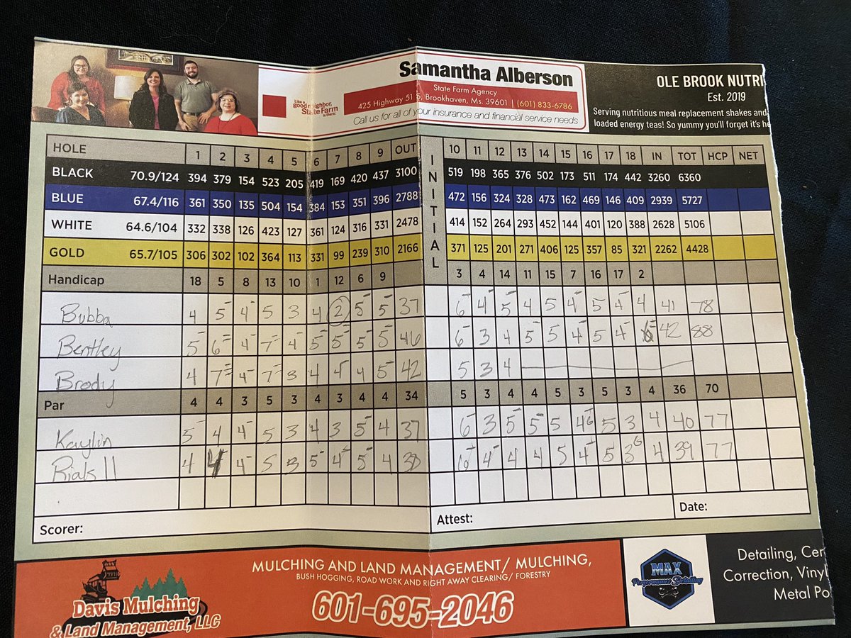 KaylinHester09's tweet photo. I’ve been playing with the guys at our club more and today was my first day in the scat games. Shot a 77 with my new AI Smoke Irons I got fitted for yesterday at Nevada Bob’s in Jackson, MS. Such a great experience! Thanks Marci for all your help yesterday! https://t.co/zc6U9EL0Vt