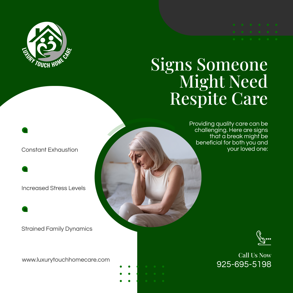 Caring for a loved one is a selfless act, but it can also be demanding. These signs might indicate it's time for respite care. Let our team support you! 

#WaterfordCA #HomeCareServices #RespiteCare