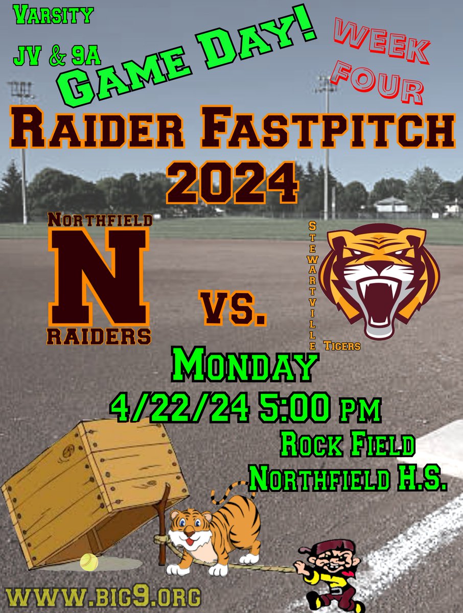 NfldfastpitchLS's tweet photo. The Raiders kick off a busy week on the diamond taking on the Stewartville Tigers in a Non-Conference matchup.
1st pitch 5:00pm from Rock Field https://t.co/OoTBotLV6W