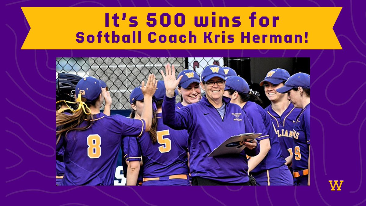 EphSports's tweet photo. With the doubleheader sweep at Amherst 4/21/24 Head Softball Coach Kris Herman recorded her 500th win at Williams ! https://t.co/gJDUHDbLL1