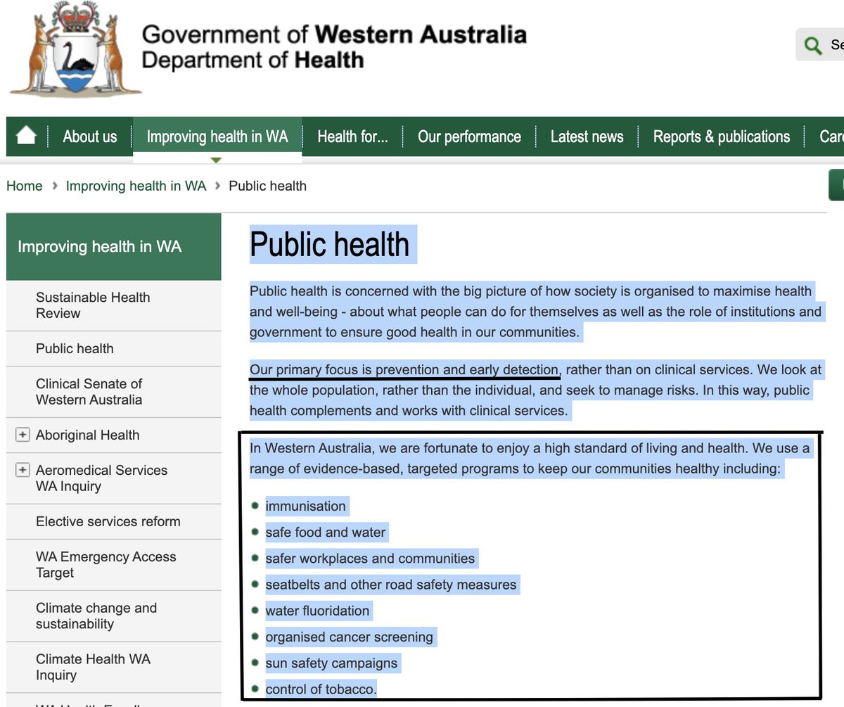 Looks like @WAHealth's webpage on Public Health needs to be updated with a caveat: *Does not apply to current C-19 pandemic - fend for yourselves. Also note - we do not recognise the importance of safe indoor air*