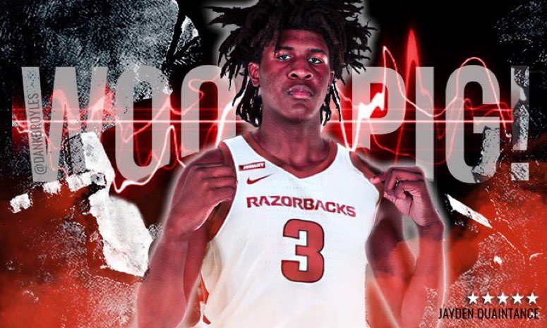 5⭐️ center Jayden Quaintance says he will visit Arkansas, per @AdamZagoria. Quaintance stands 6’9” and is the No. 2 rated center on 247Sports, no official date has been set yet, but he’s confirmed he will visit.