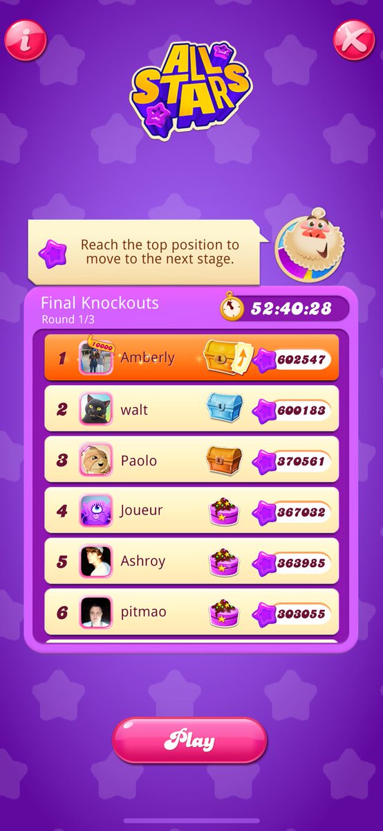 NotSynthetica's tweet photo. For the next 52 hours, Walt is my arch nemesis. We’ve been going back and forth for 2 days now. I need him to know that he WILL NOT ruin my chances of going to LA to compete in the Candy Crush All Stars tournament. https://t.co/NxmQcF686P