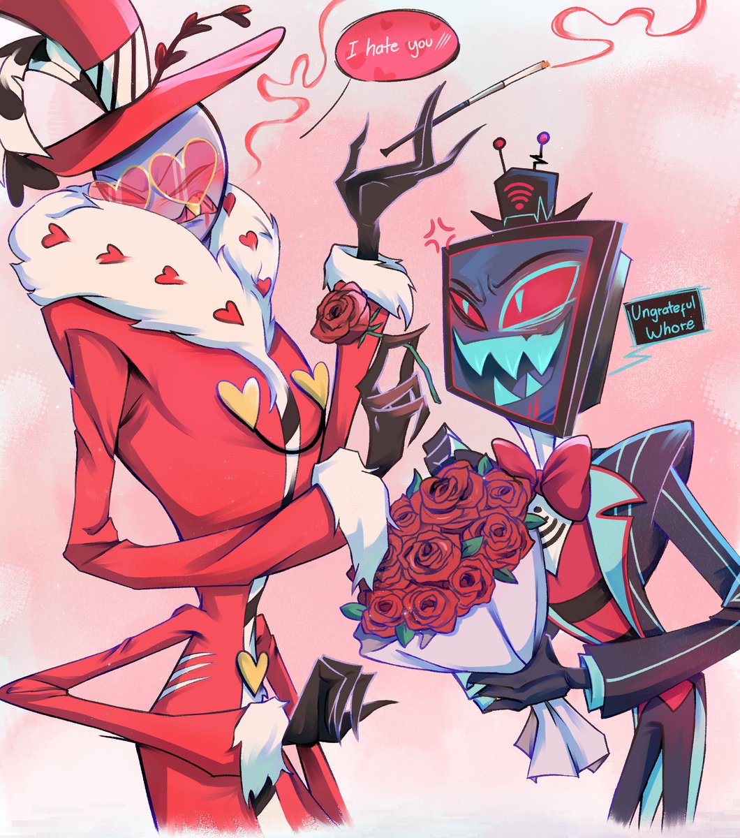 artleatorylemon's tweet photo. #staticmothweek 
⚠️CW:  blood🩸 just a bit
 Day 5: "I hate you" / "I love you"

#VoxVal #StaticMoth #SMWRevival2024 #voxhazbinhotel #valentinohazbinhotel 
I didn't finish their week, their week finished me 👻 https://t.co/UtaYXSt93g