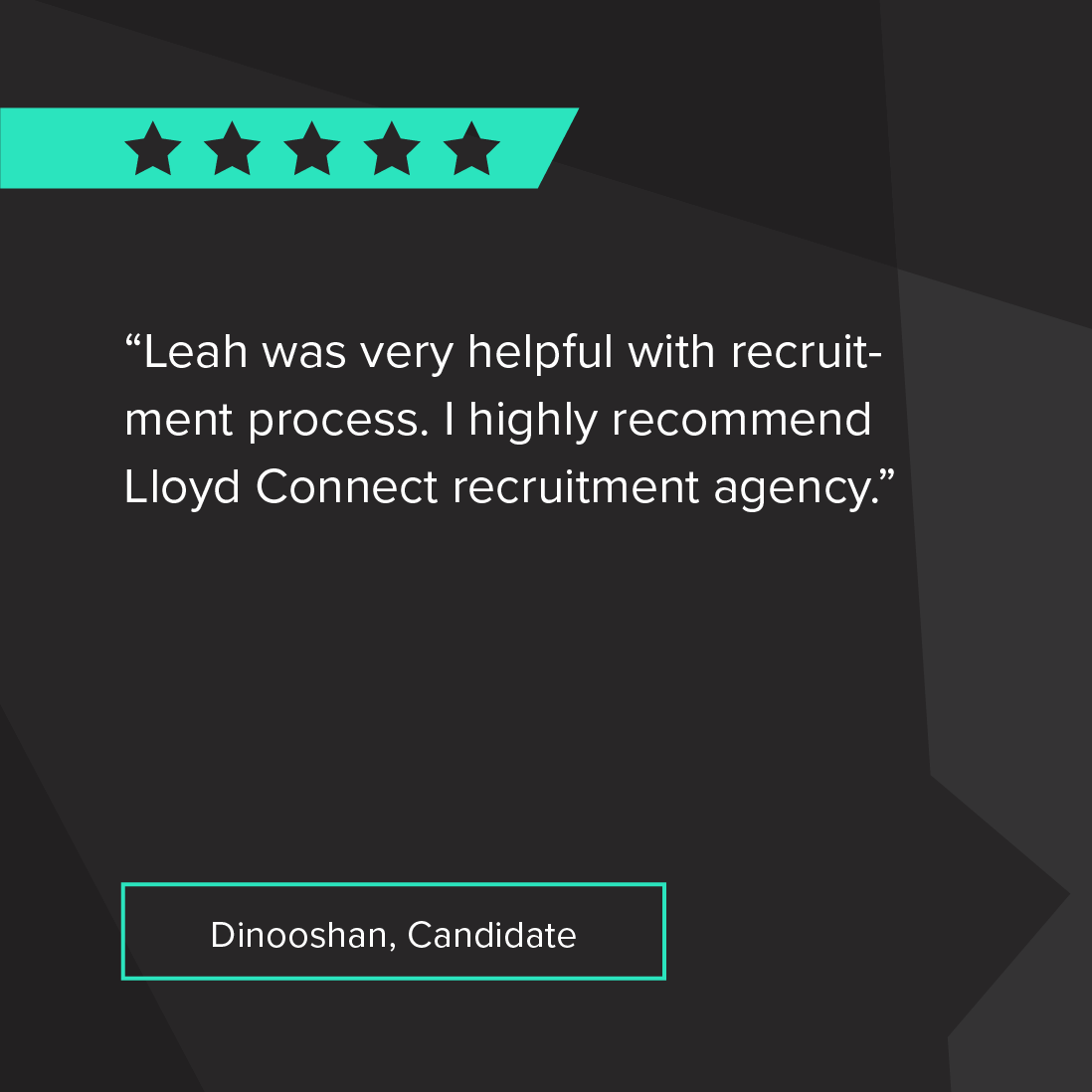 LloydConnect's tweet photo. Delighted to share positive feedback Leah received from both sides of a placement (client and candidate)!  Read these reviews and more success stories on Sourcr https://t.co/Yrlgdpmw6U https://t.co/PRzqiRLJYS