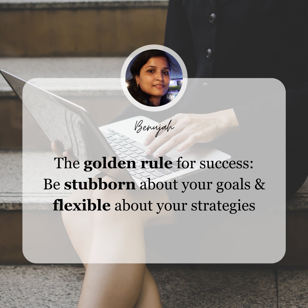 Success hinges on balance: firm goals and adaptable strategies. 🎯💡 Maintain unwavering determination towards your objectives yet remain open to adjusting your approach. 🌟 

#BelieveInYourself #Mompreneur #BeTheChange #SheEmpowers​ @crezeal_digital
