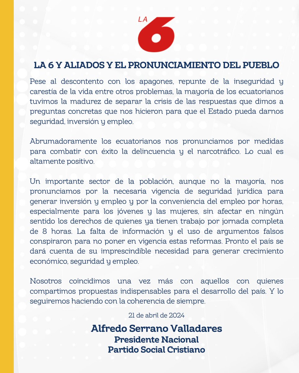 🚨 #COMUNICADO | LA 6 Y ALIADOS Y EL PRONUNCIAMIENTO DEL PUEBLO