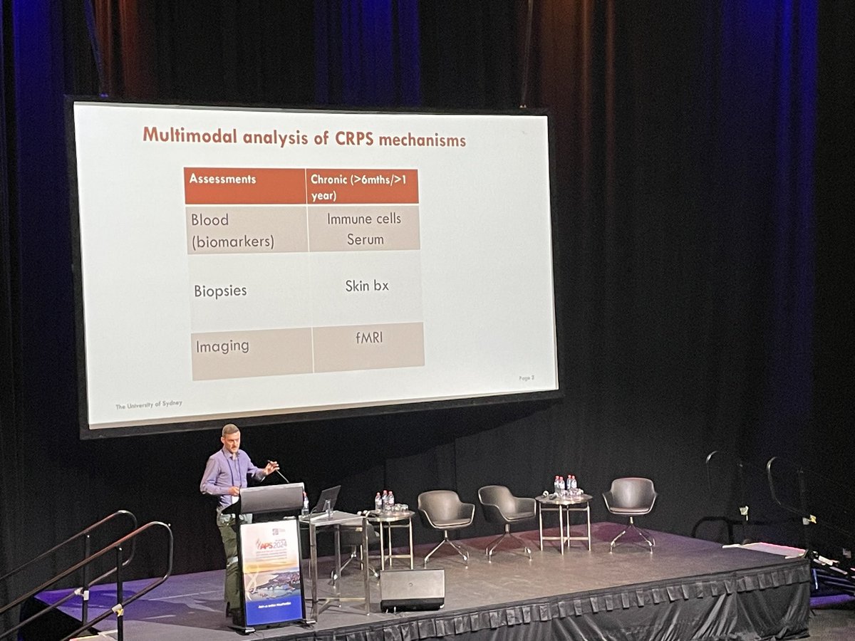 A/prof Paul Austin presenting his work on multimodal analysis of CRPS mechanisms at #AusPainSoc