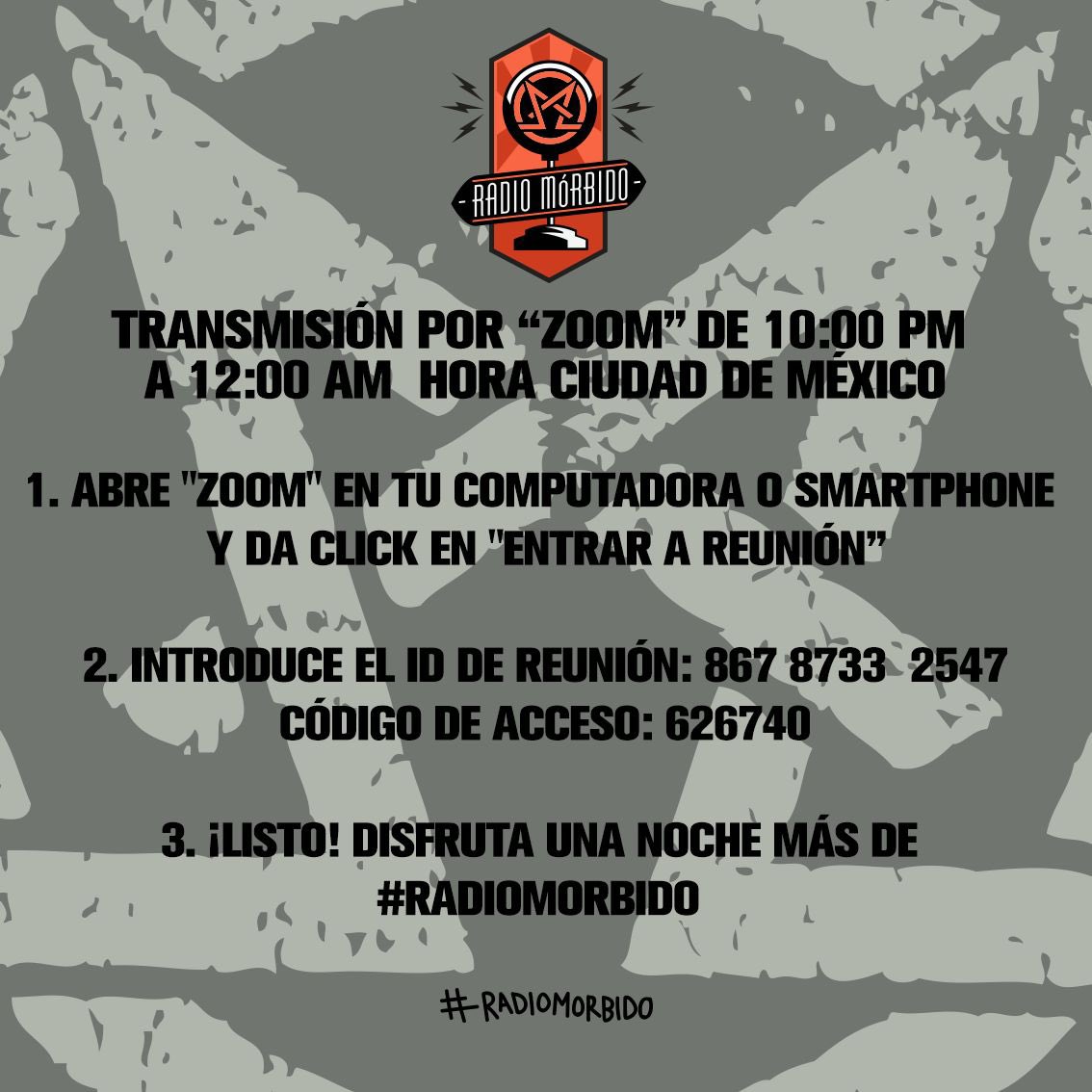 MUNDO MORBIDO (@mundomorbido) on Twitter photo HOY DOMINGO grabación #RadioMorbido en vivo x zoom, (10:30pm - 12:30am Mexico) con <a href="/Pablo_Guisa/">Pablo Guisa Koestinger</a> <a href="/EnrricoL/">Enrrico Wood Lagonigro</a> <a href="/EricOrtizG/">Eric Ortiz</a> #Moda #LaModa #Fashion #fashionvictim <a href="/morbidozombiec/">Mórbido Zombie Club</a> <a href="/morbidoarmy/">MORBIDO ARMY</a> <a href="/CinemaInfernoMX/">Cinema Inferno</a> HOY DOMINGO grabación #RadioMorbido en vivo x zoom, (10:30pm - 12:30am Mexico) con <a href="/Pablo_Guisa/">Pablo Guisa Koestinger</a> <a href="/EnrricoL/">Enrrico Wood Lagonigro</a> <a href="/EricOrtizG/">Eric Ortiz</a> #Moda #LaModa #Fashion #fashionvictim <a href="/morbidozombiec/">Mórbido Zombie Club</a> <a href="/morbidoarmy/">MORBIDO ARMY</a> <a href="/CinemaInfernoMX/">Cinema Inferno</a>