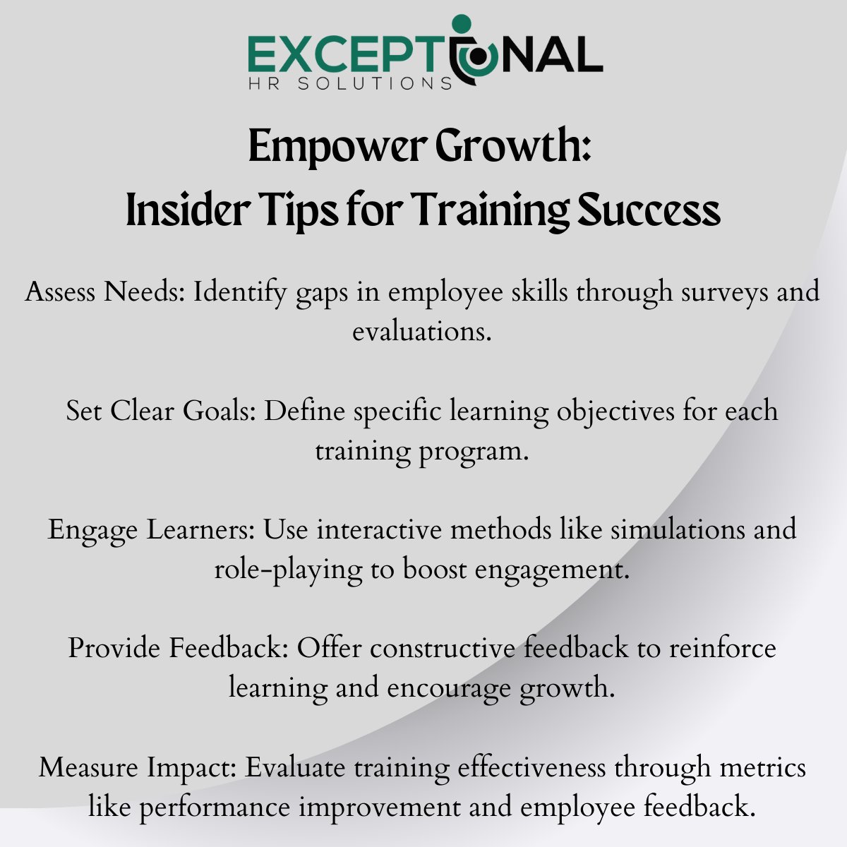 Elevate your team's potential with targeted Training and Development initiatives. 🚀 Unlock growth, enhance skills, and foster a culture of continuous learning. #TrainingAndDevelopment #SkillBuilding #LearningCulture

@exceptionalhrs