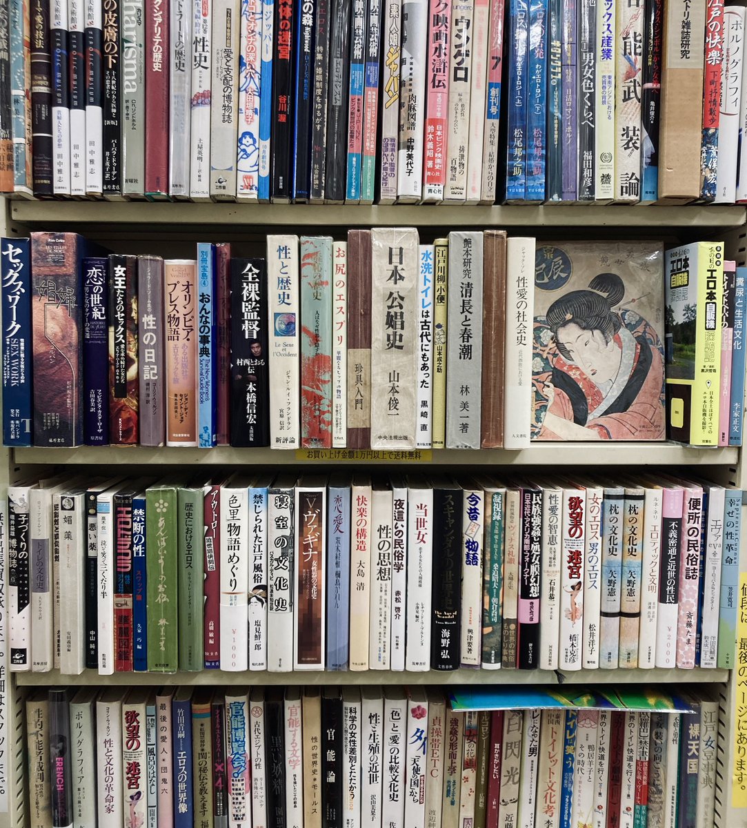 おはようございます！ 店内の性愛・オカルト棚には春画、艶本、妖怪