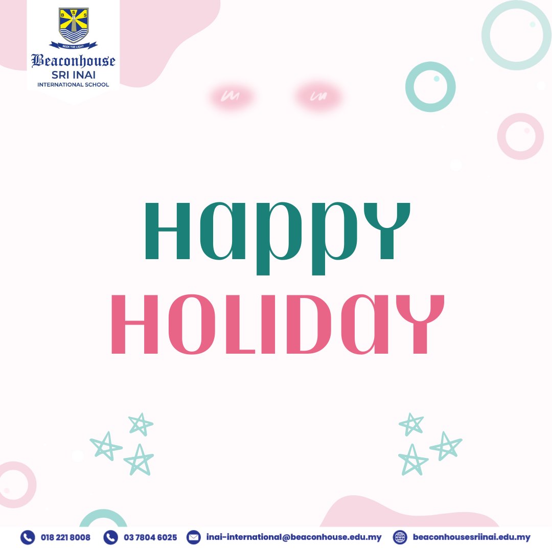 inai_sri's tweet photo. Wishing all our students a Happy Holiday. Do enjoy your holidays in good spirit and make sure to treasure the best of moments with family and friends.
#schoolholidays #pjschool #internationalschool #BSIIS https://t.co/uXOij2LnvM