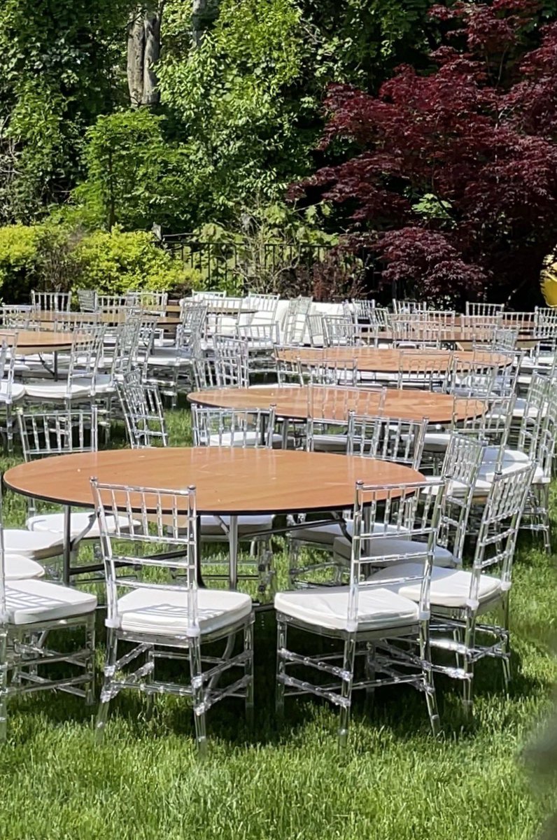 Rent out clear chiavari chairs for your next event. #outdoorfun #chairs #tables