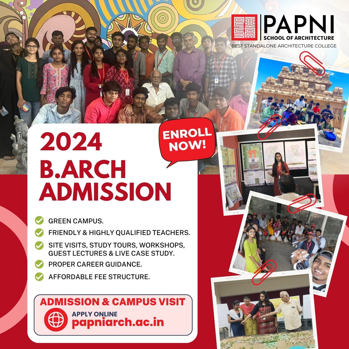 B.Arch. Admission Open Now at Tamil Nadu's Best Standalone Architecture College Papni School of Architecture!

For Admission ➡️ cutt.ly/9w0VMqZt

#BArchAdmission #barch #nata2024 #papnisoa #BArchAdmission2024 #ArchitectureAdmissions #2024BArch #BuildingDreams