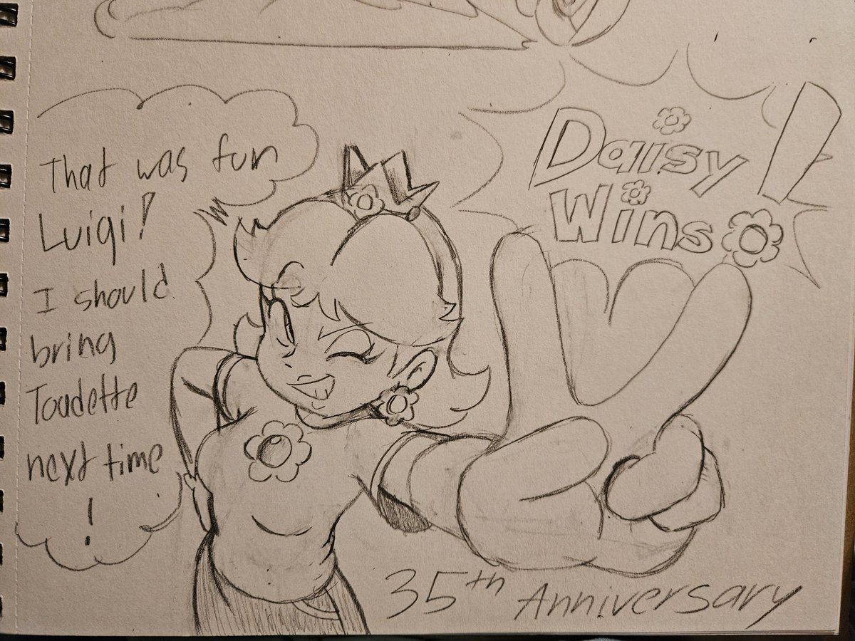 Hypothetical Daisy win screen lol

Happy 35th anniversary, Princess!

#Daisy #Mario #SuperMarioLand #sketches