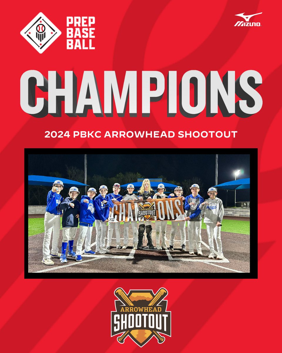 🏆CHAMPIONS🏆 Congratulations to the 2024 PBKC Arrowhead Shootout 12U D1 Champions, Ankeny Magic!! #PrepBaseballKC #BeSeen