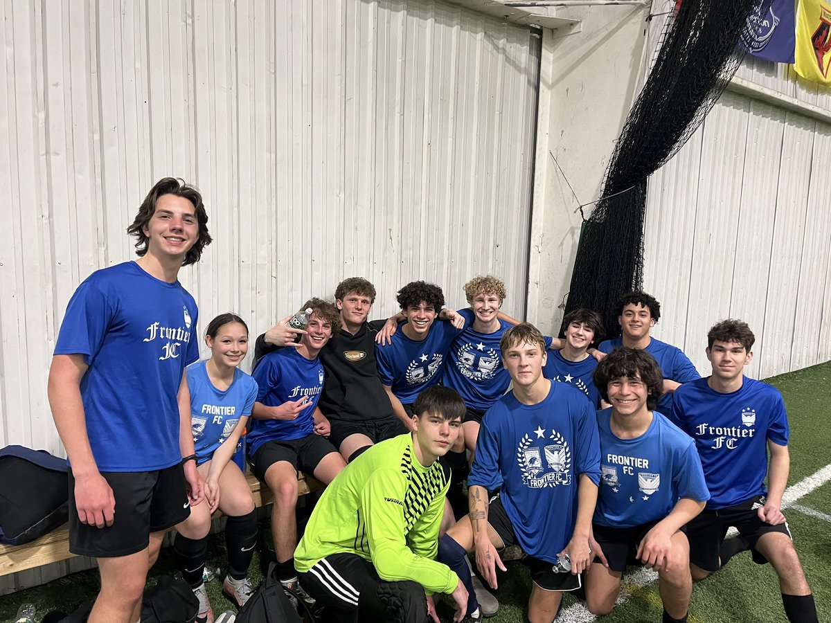 FcFrontier's tweet photo. Heck of a weekend by FC. Winter playoff wrench thrown in w/ a big 3-1 win tonight. Aiden Haertel with the goal of the year! Two by good friend Kaleb O’Connor. Marissa Tirado suited up to help w/Bozard, Kiki, Michlinski, Koelemeyer, Wolcott, Carriero, Mason T, &amp; Chido a beast! https://t.co/cWGuhFDFab