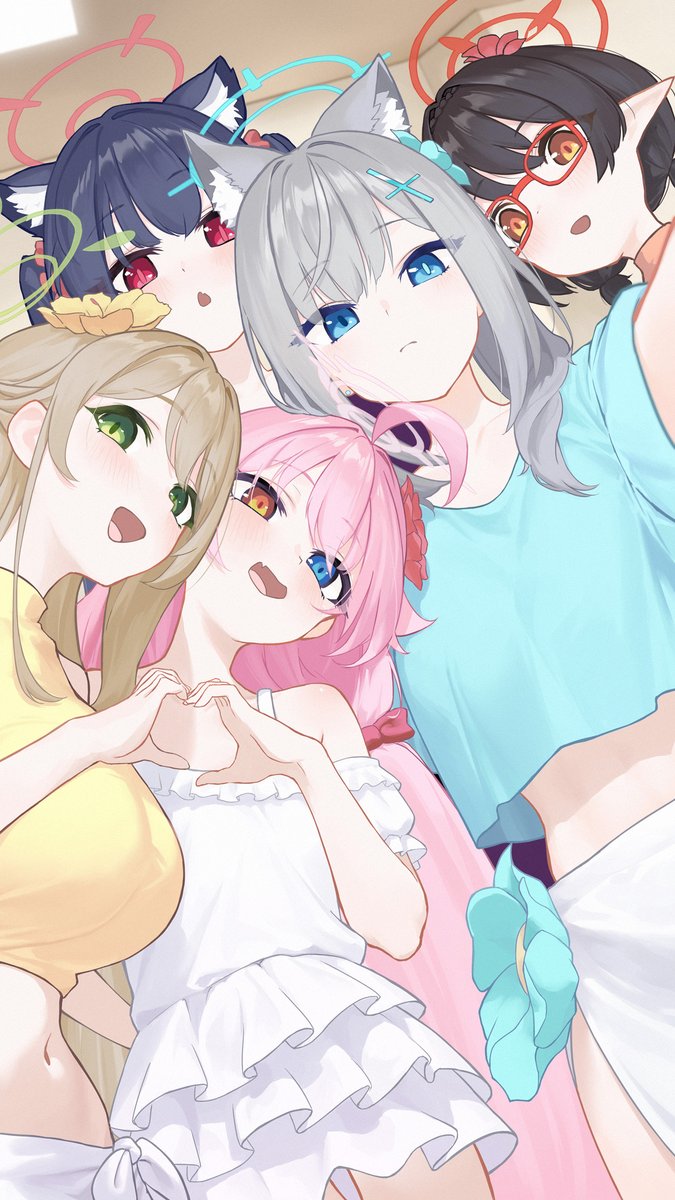 ホシノ(ブルーアーカイブ) ,ノノミ(ブルーアーカイブ) ,黒見セリカ(ブルアカ) ,砂狼シロコ(ブルアカ) 「#ブルアカブルアカ第三話アイドルの服 」|收訊不良のイラスト