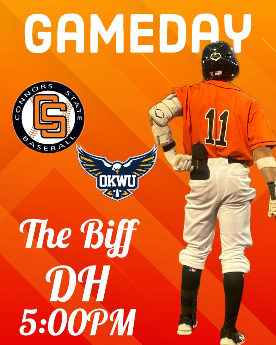 Come out to Biff Thompson Field @ Perry Keith Park Monday for a Twi-Night doubleheader as the Cowboys play Oklahoma Wesleyan @ 5pm Watch the games & get some dinner from Backyard Burgers #SeeUatBiffandPerrys #OrangeNation @connorsstate @OKJUCOBSB @SoonerStateBSBL @The_Noah_Sharp