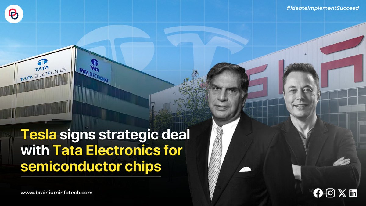 Exciting times are ahead as Tesla & Tata Electronics join forces for #semiconductor chips, marking a leap into India's electric car market.

Will this alliance reshape global manufacturing and drive sustainable mobility?

#Tesla #ElectricVehicles #ideateimplementsucceed
