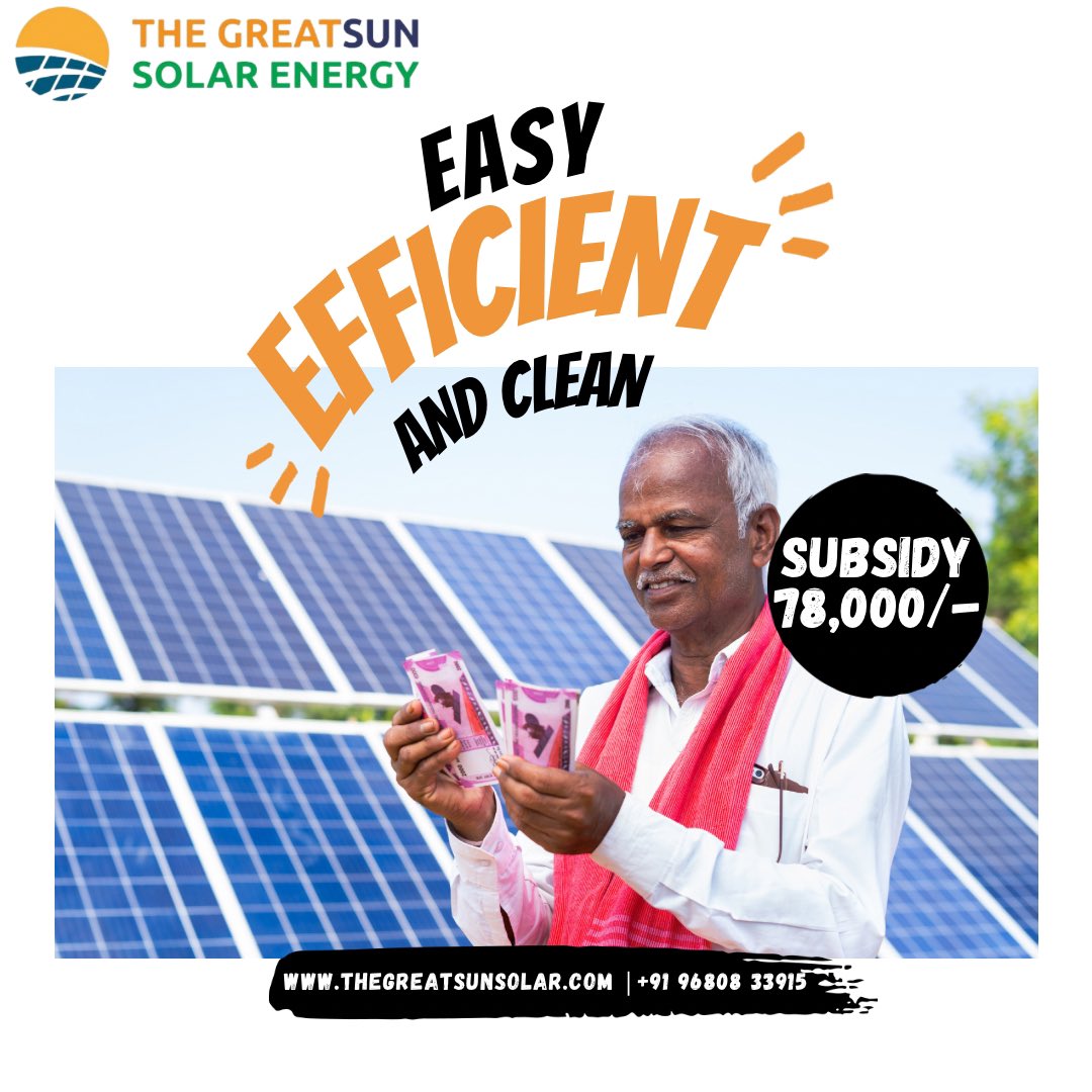 Embrace solar power for both your home and commercial spaces.

Discover more at thegreatsunsolar.com

#SolarEnergy #LowerYourElectricBill #Sustainability #PMSuryaGhar #MuftBijliYojana #SolarPower #FreeElectricity #AatmanirbharBharat #RenewableEnergy #SustainableLiving