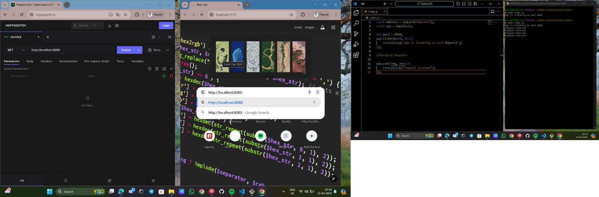 Mindwrap_Error's tweet image. 🌟 𝐃𝐚𝐲 𝟑𝟐 of #FullStackWebdev: Learned 𝐍𝐨𝐝𝐞: 𝐄𝐱𝐩𝐫𝐞𝐬𝐬 🌟
🔍Explored:
📌 What is Express.js?
📝 Handling HTTP Requests
📤 Sending HTTP Responses
🛤 Routing
💻 Express REPL
📦 Installing Nodemon
🔗 Path Parameters
❓ Query Strings
#WebDevelopment #Node #Express