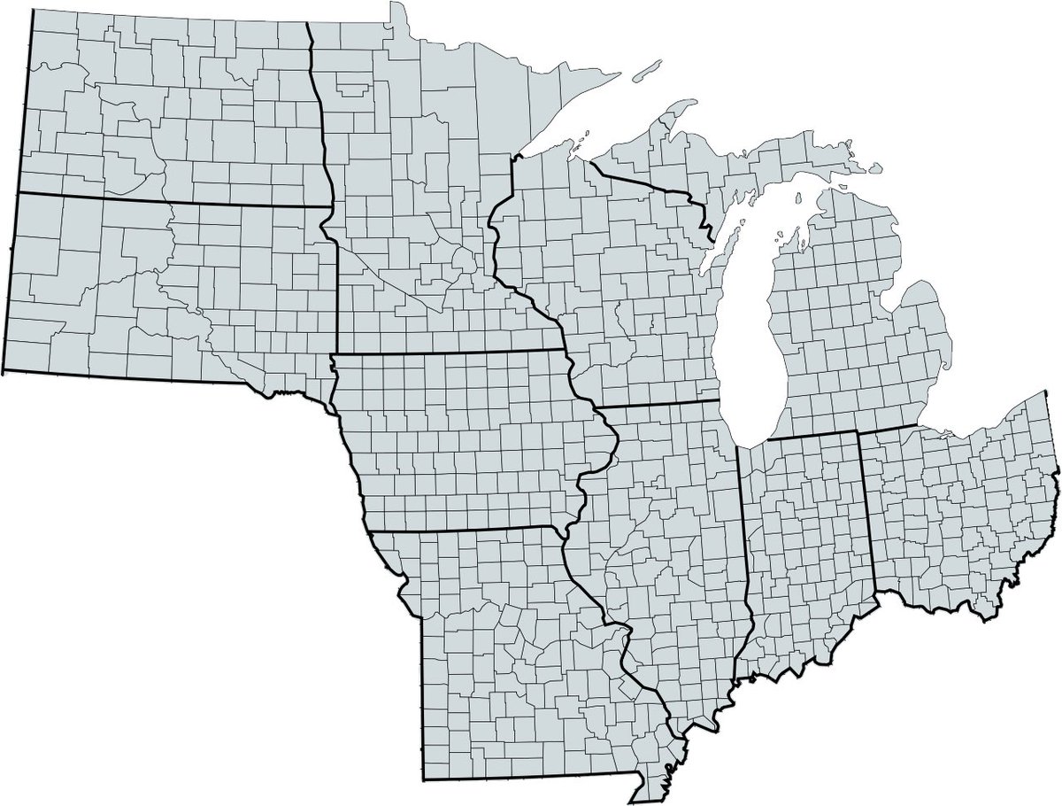 Here’s a couple of Midwestern maps y’all can use for free . 

The left one also has the NWS WFOs plotted because why not?