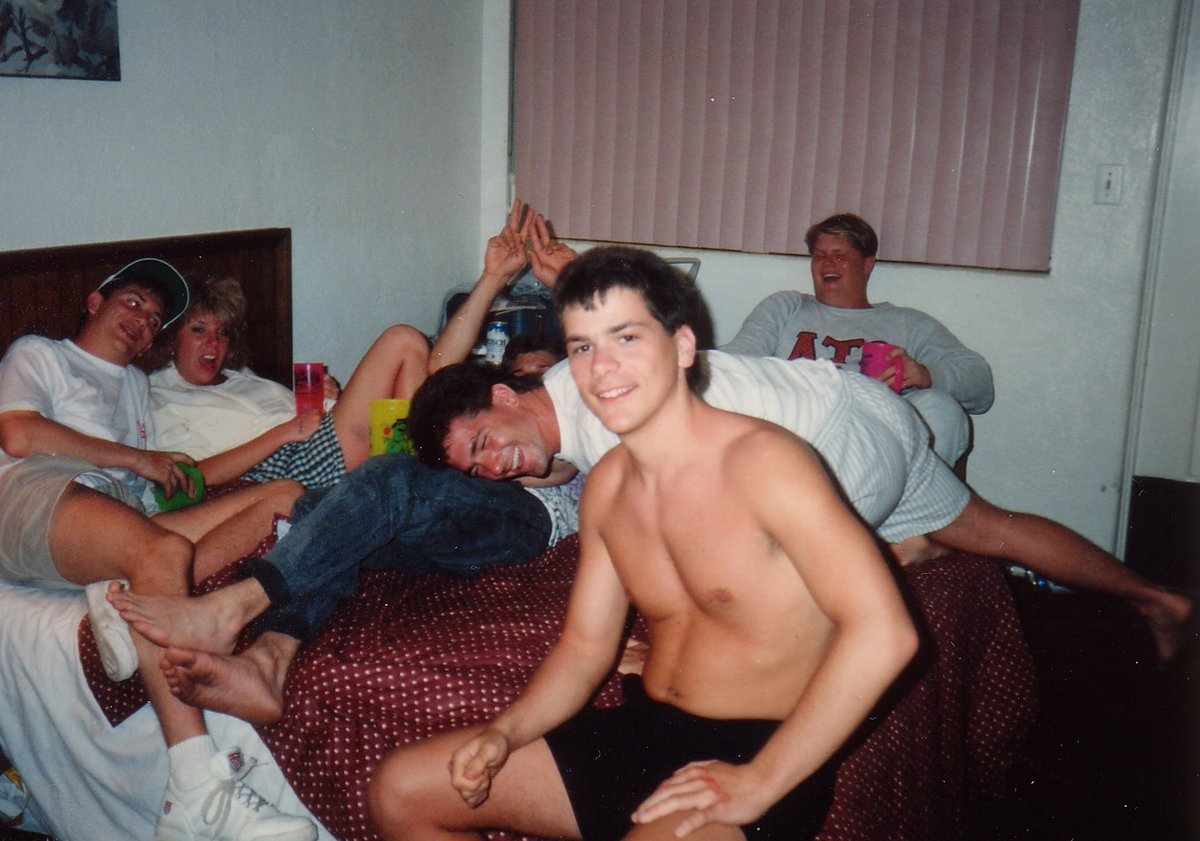 Here I am (the shirtless one) hanging out with friends (at the Rosemont Hilton?) right before going to see Madonna’s Blond Ambition Tour at the Rosemont Horizon in Chicago area on May 23, 1990.