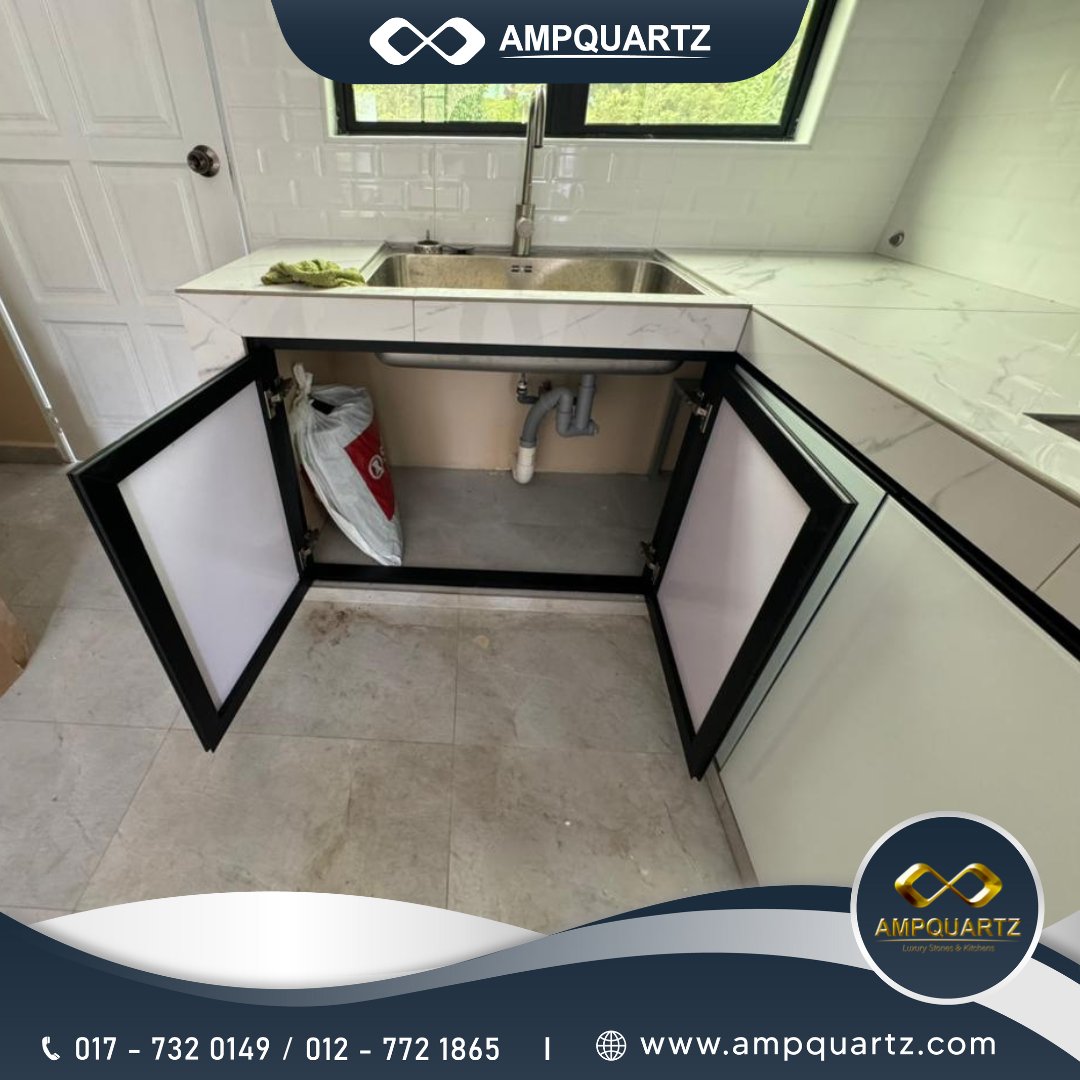 4G Aluminium Glass Door for Bottom Cabinet and European Door for Top Cabinet 
Jobsite: Felda Sungai Mas, Kota Tinggi
​
Big thanks to our wonderful clients for believing in us❤️
​
📞𝐂𝐨𝐧𝐭𝐚𝐜𝐭 𝐮𝐬!
go.wa.link/ampquartz
​
#ampquartz #jb #kitchencabinet #jobsitecomplete