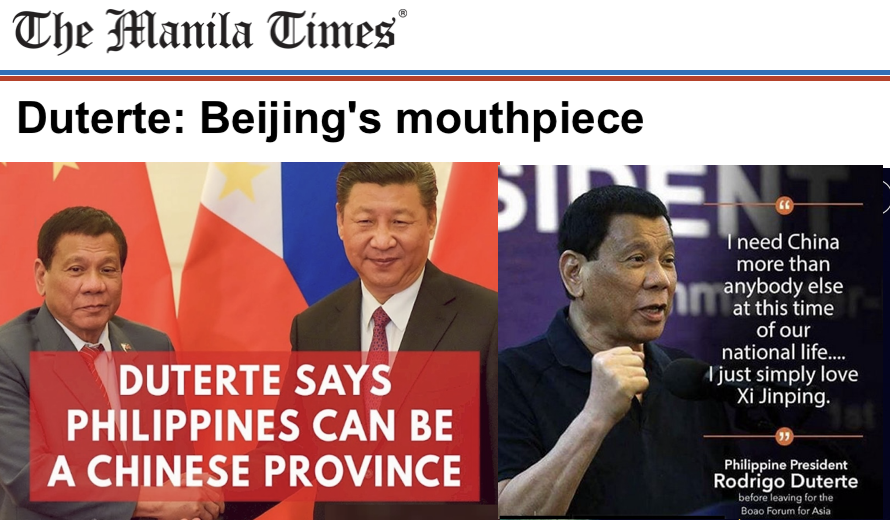 Duterte: Beijing's mouthpiece IN an extensive interview with a newspaper owned by the Chinese Communist Party earlier this month, former president Rodrigo Duterte raised talking points straight out of Beijing's propaganda playbook. It was an unseemly performance by the former